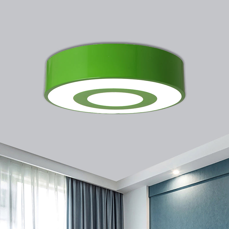 Nordic Style Acrylic LED Flush Mount Ceiling Light for Kids Room - Yellow/Green/Blue