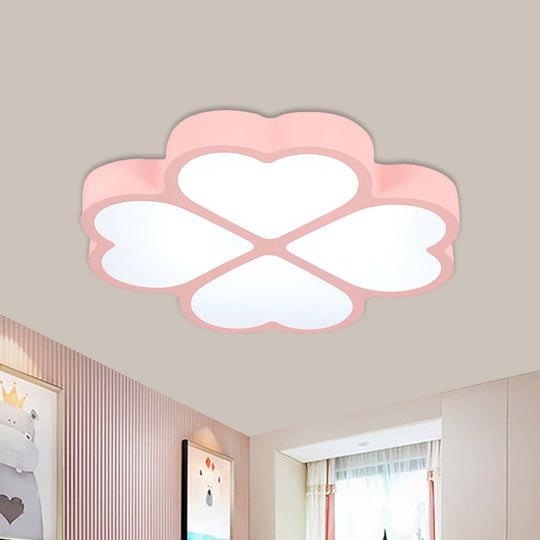 Minimalist Pink LED Ceiling Mount Flush Lamp for Nursery - Clover Flush Light Fixture