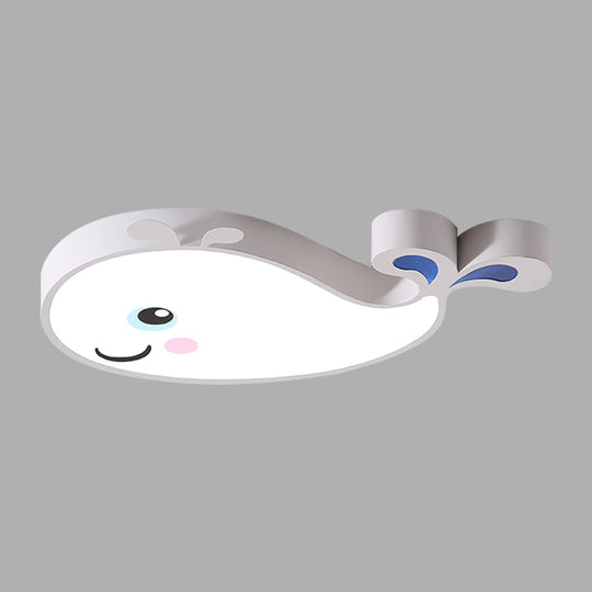 Macaron Dolphin LED Nursery Ceiling Light in Blue/Pink/White - Flush Mount Acrylic Fixture