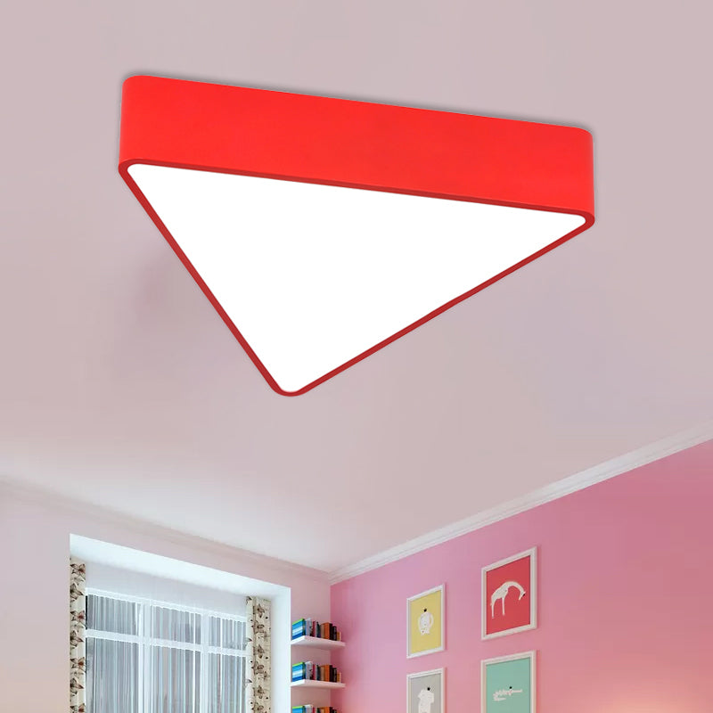 Modern Acrylic Triangle Ceiling Lamp - LED Flush Mount Lighting Fixture in Red/Yellow/Blue