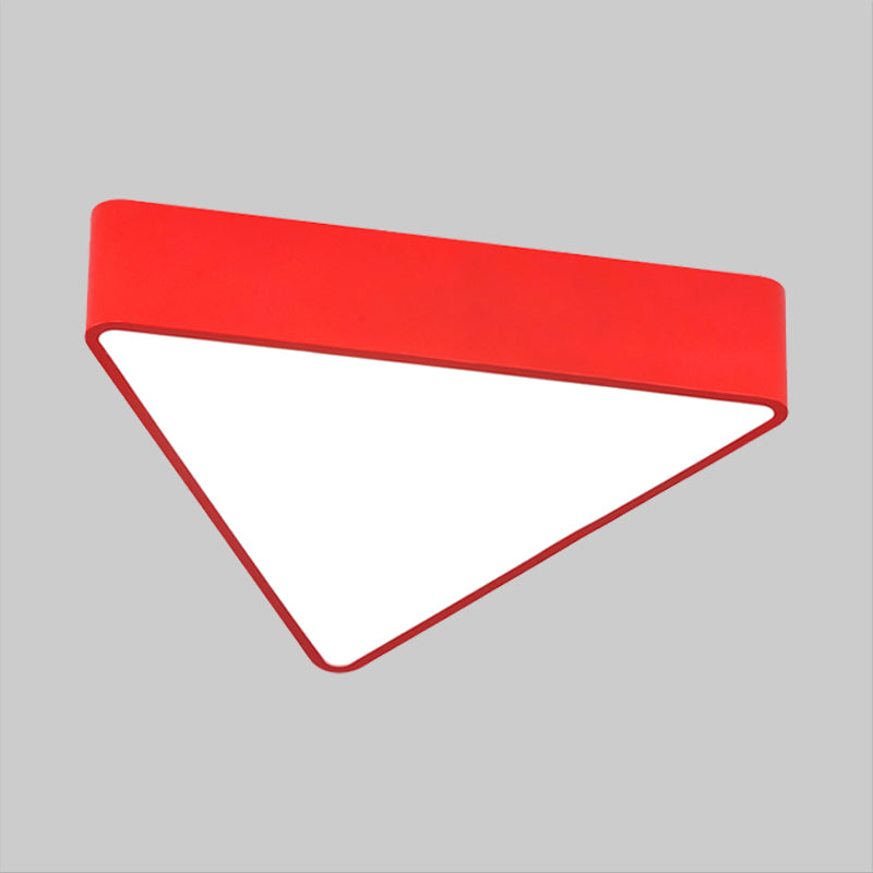 Modern Acrylic Triangle Ceiling Lamp - Led Flush Mount Lighting Fixture In Red/Yellow/Blue