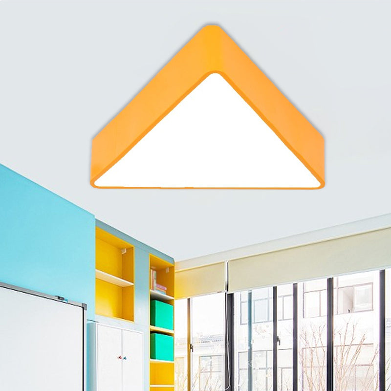 Modern Acrylic Triangle Ceiling Lamp - LED Flush Mount Lighting Fixture in Red/Yellow/Blue