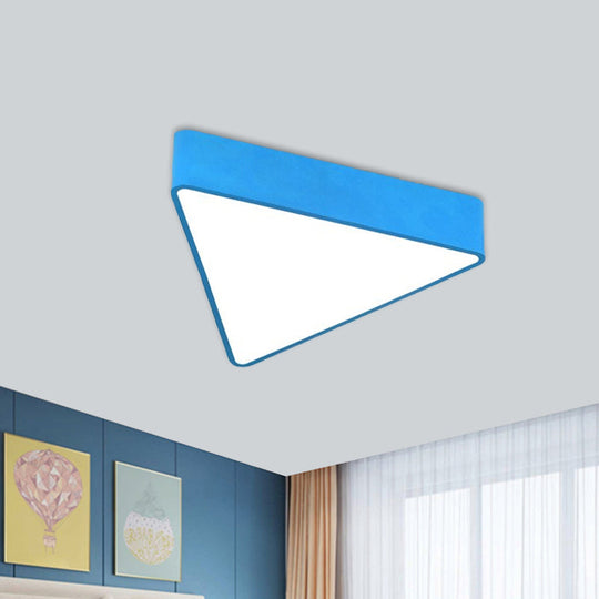 Modern Acrylic Triangle Ceiling Lamp - LED Flush Mount Lighting Fixture in Red/Yellow/Blue