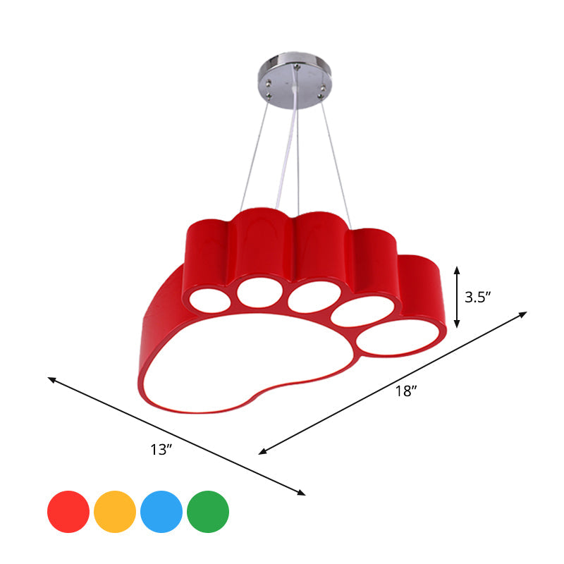 Foot-Shaped Led Chandelier Lighting Fixture Simplicity Acrylic For Nursery In Vibrant