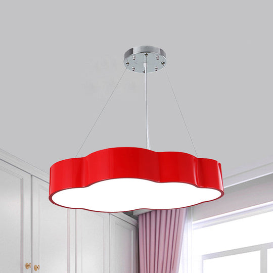 Contemporary Led Cloud Suspension Light In Red/Yellow/Green For Playroom Ceiling