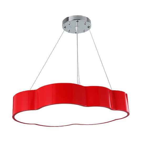 Contemporary Led Cloud Suspension Light In Red/Yellow/Green For Playroom Ceiling