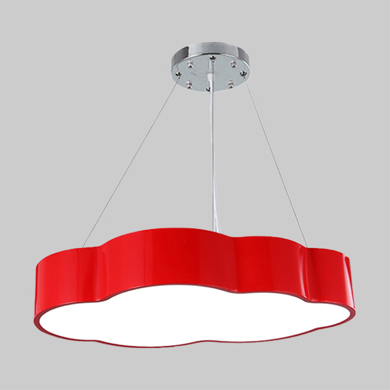 Contemporary Led Cloud Suspension Light In Red/Yellow/Green For Playroom Ceiling