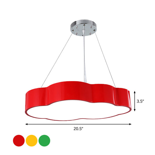 Contemporary Led Cloud Suspension Light In Red/Yellow/Green For Playroom Ceiling