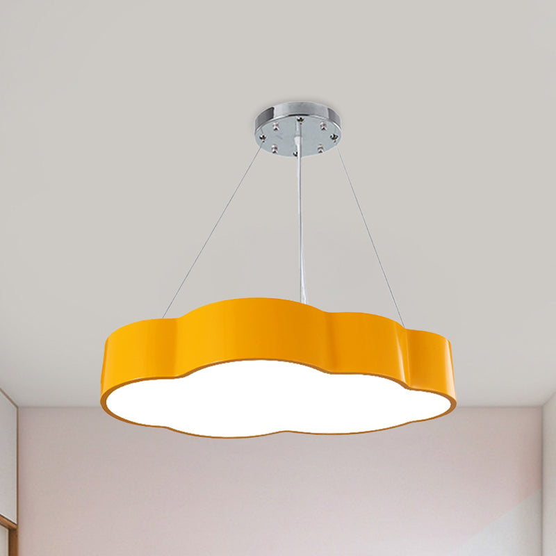 Contemporary Led Cloud Suspension Light In Red/Yellow/Green For Playroom Ceiling