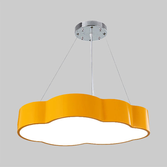 Contemporary Led Cloud Suspension Light In Red/Yellow/Green For Playroom Ceiling