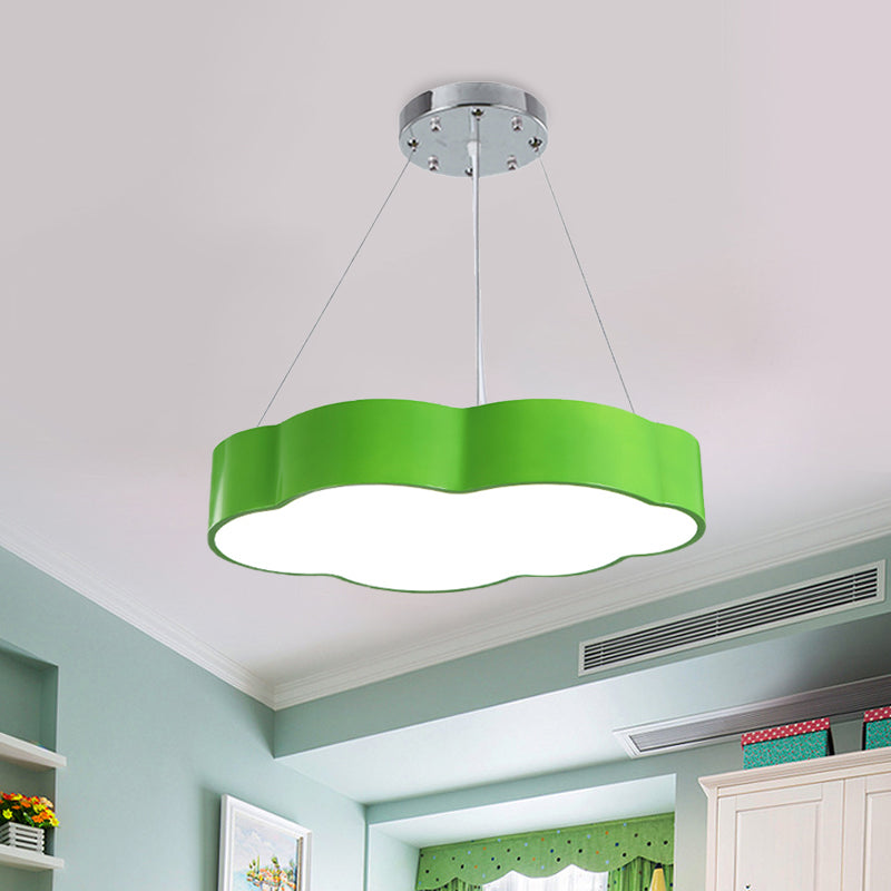 Contemporary Led Cloud Suspension Light In Red/Yellow/Green For Playroom Ceiling