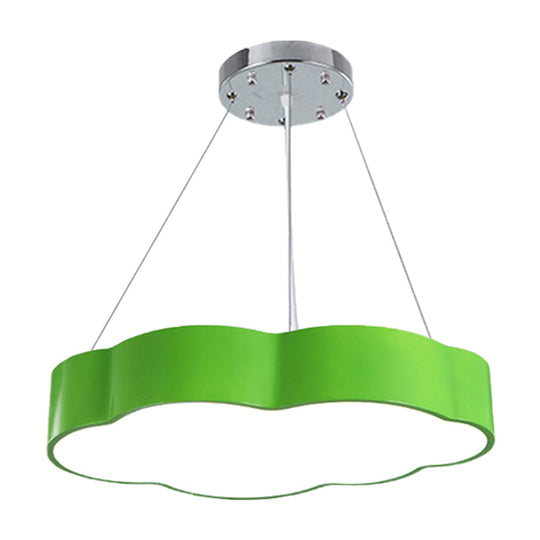 Contemporary Led Cloud Suspension Light In Red/Yellow/Green For Playroom Ceiling