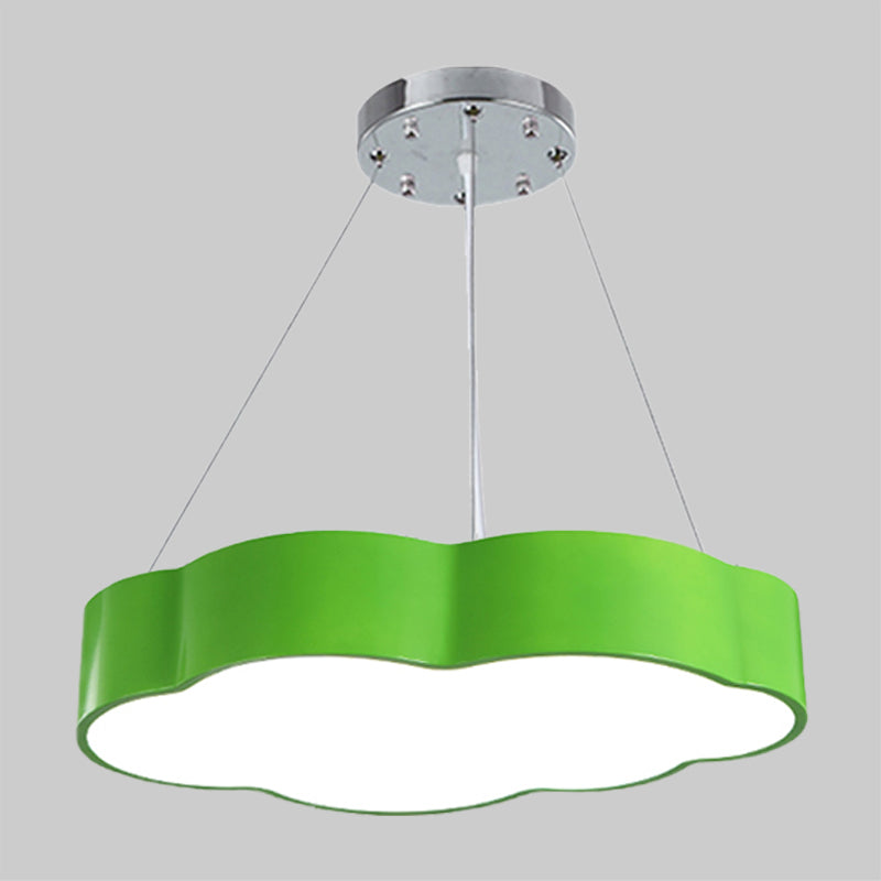 Contemporary Led Cloud Suspension Light In Red/Yellow/Green For Playroom Ceiling