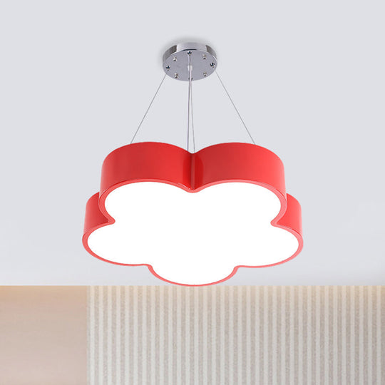 Kids Led Flower Chandelier Pendant Light Kit With Multicolor Acrylic Shade Red