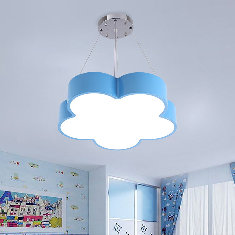 Kids Led Flower Chandelier Pendant Light Kit With Multicolor Acrylic Shade Blue