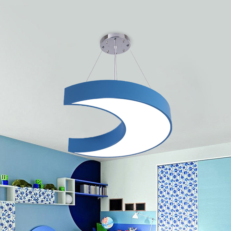 Led Corridor Ceiling Chandelier In Creative Yellow/Blue With Crescent Acrylic Shade