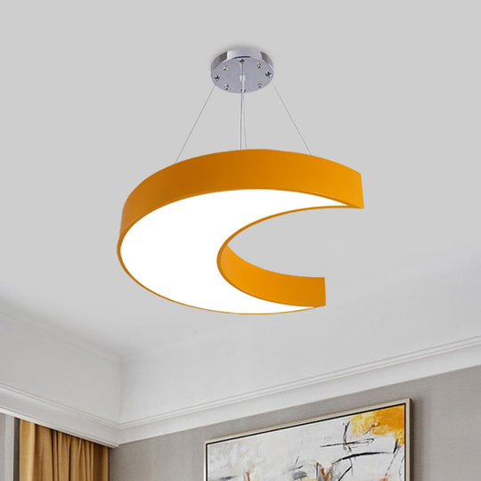 Led Corridor Ceiling Chandelier In Creative Yellow/Blue With Crescent Acrylic Shade