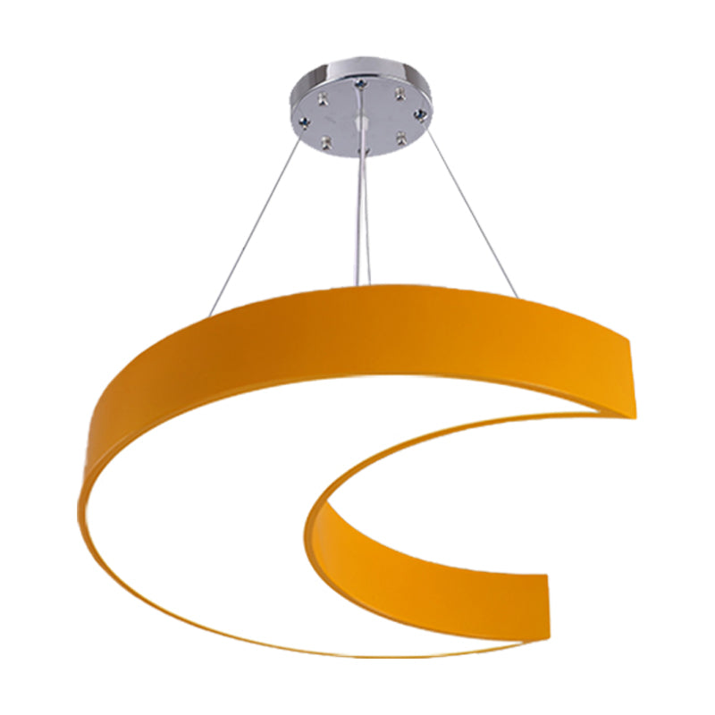 Led Corridor Ceiling Chandelier In Creative Yellow/Blue With Crescent Acrylic Shade