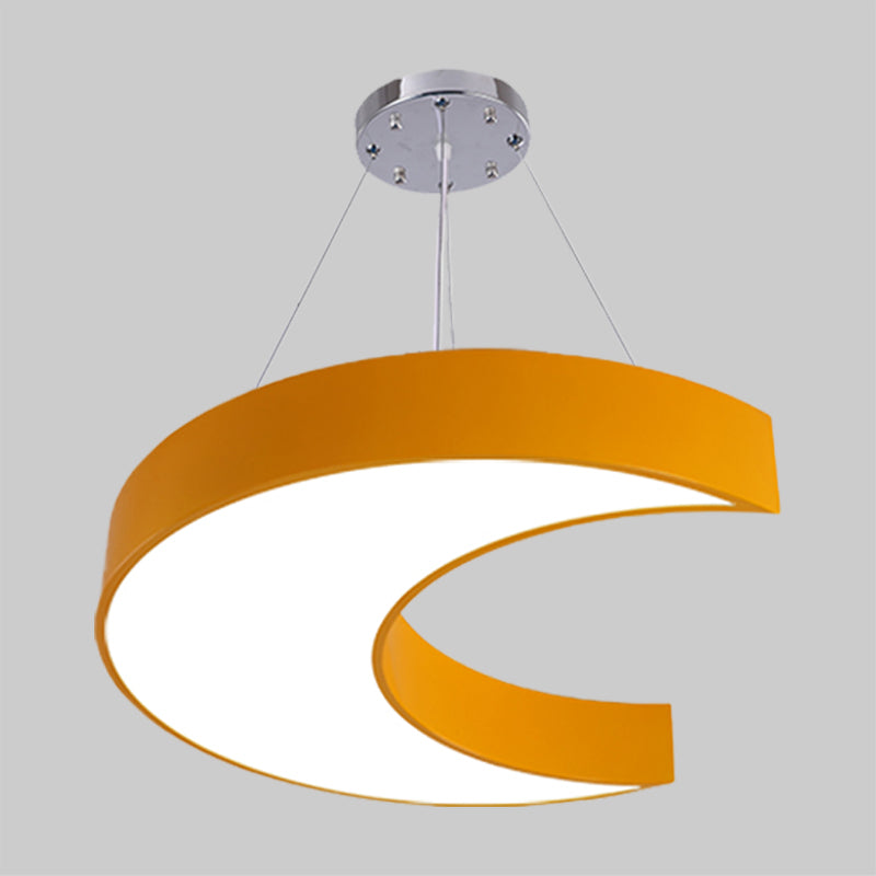 Led Corridor Ceiling Chandelier In Creative Yellow/Blue With Crescent Acrylic Shade