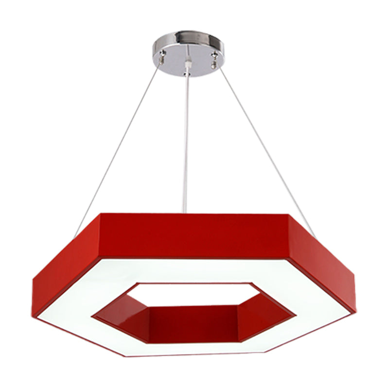 Hexagon Ring Led Chandelier In Vibrant Colors For Kindergarten Down Lighting