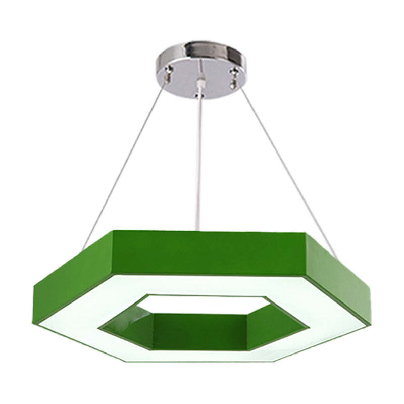 Hexagon Ring Led Chandelier In Vibrant Colors For Kindergarten Down Lighting