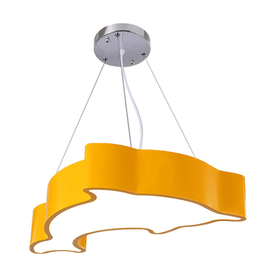 Minimalist Acrylic Dolphin Pendant Chandelier - Blue/Green/Yellow Led Ceiling Lamp For Playroom