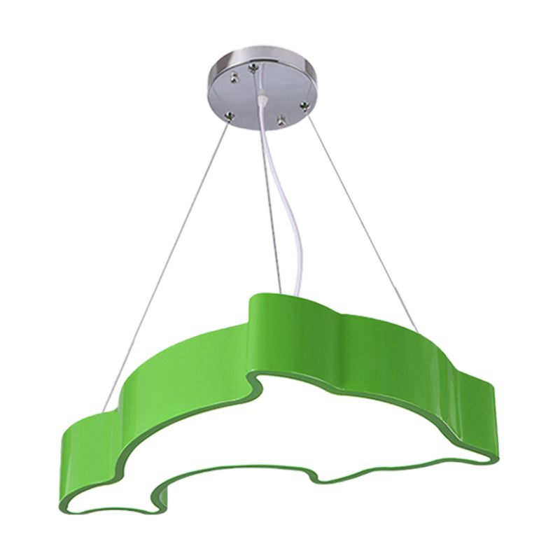 Minimalist Acrylic Dolphin Pendant Chandelier - Blue/Green/Yellow Led Ceiling Lamp For Playroom