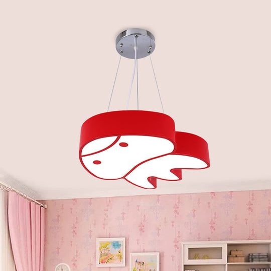 Colorful Led Suspension Light With Acrylic Jellyfish Shade - Cartoon Style Ceiling Chandelier