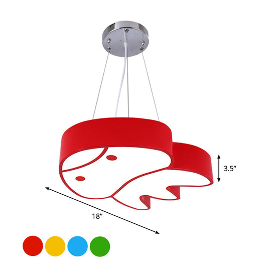 Colorful Led Suspension Light With Acrylic Jellyfish Shade - Cartoon Style Ceiling Chandelier