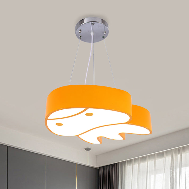 Colorful Led Suspension Light With Acrylic Jellyfish Shade - Cartoon Style Ceiling Chandelier Yellow