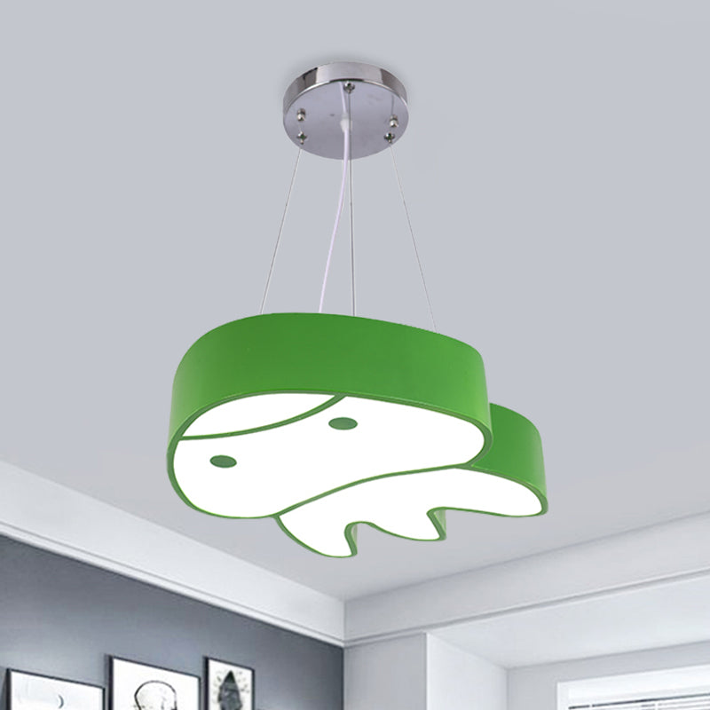 Colorful Led Suspension Light With Acrylic Jellyfish Shade - Cartoon Style Ceiling Chandelier Green