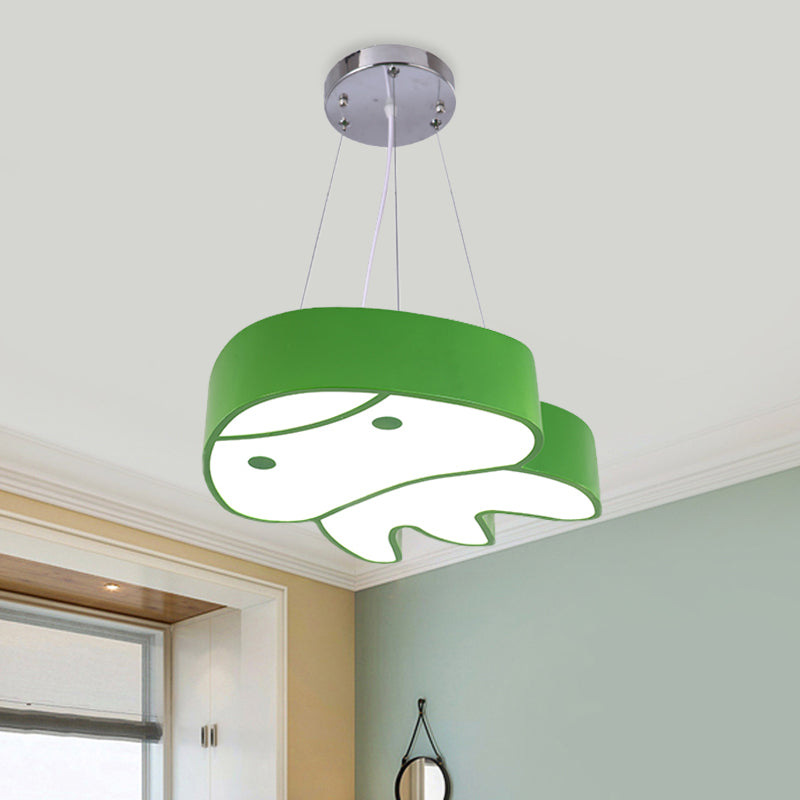 Colorful Led Suspension Light With Acrylic Jellyfish Shade - Cartoon Style Ceiling Chandelier