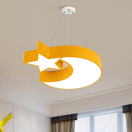 Minimalist Acrylic Led Drop Pendant Chandelier For Corridor - Moon And Star Design