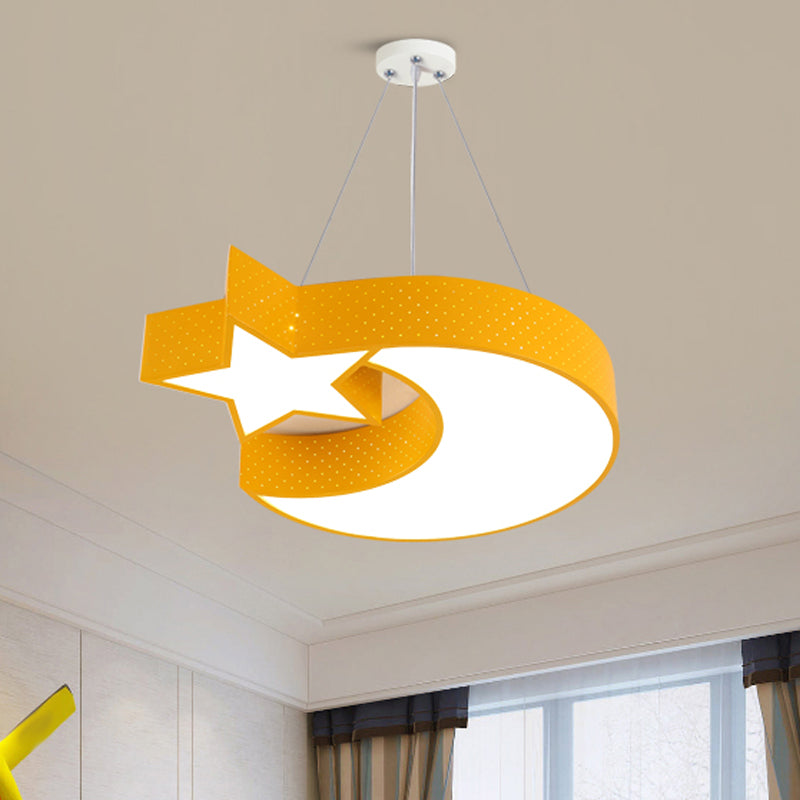 Minimalist Acrylic Led Drop Pendant Chandelier For Corridor - Moon And Star Design