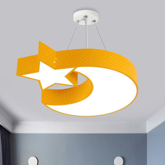 Minimalist Acrylic Led Drop Pendant Chandelier For Corridor - Moon And Star Design