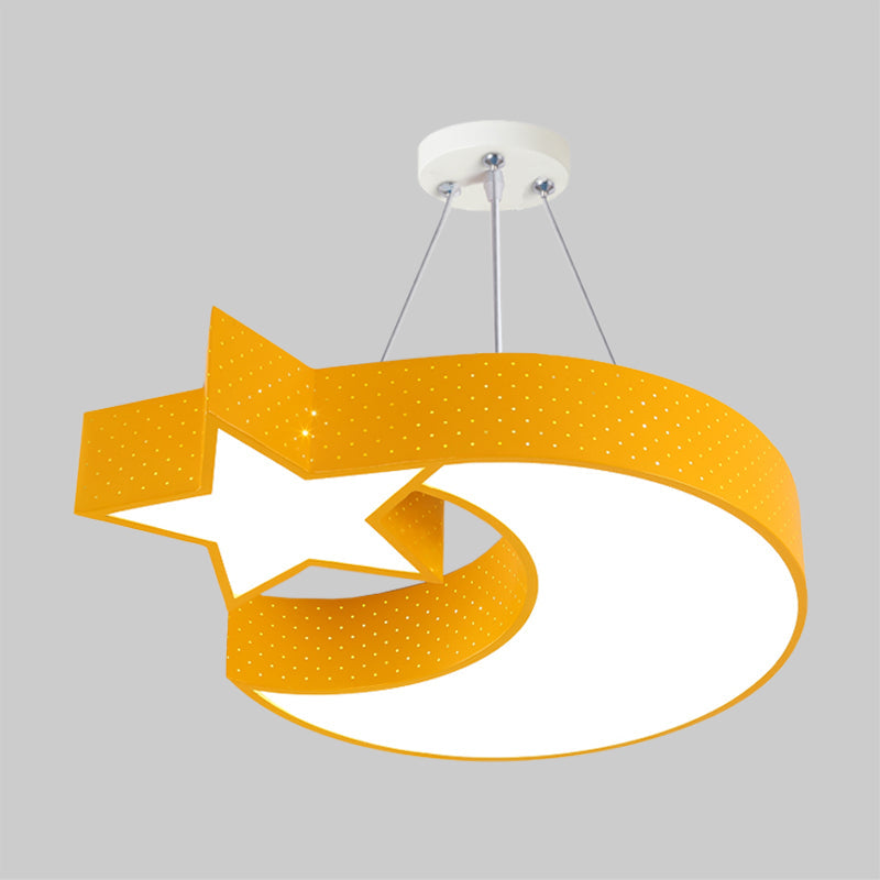 Minimalist Acrylic Led Drop Pendant Chandelier For Corridor - Moon And Star Design