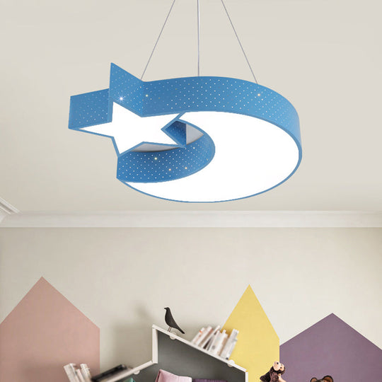 Minimalist Acrylic Led Drop Pendant Chandelier For Corridor - Moon And Star Design