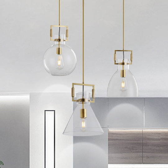 Modern Clear Glass Hanging Light - Sleek Suspension Lamp for Dining Room