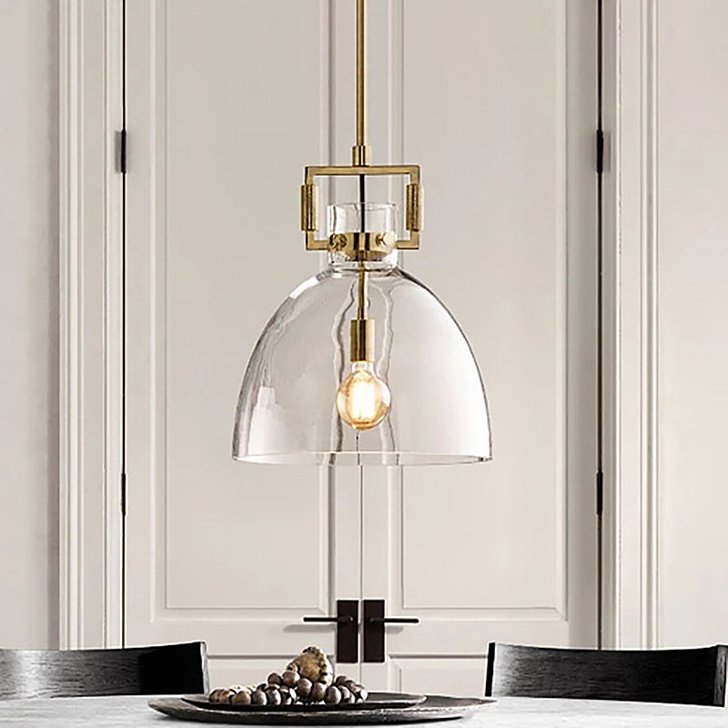 Modern Clear Glass Hanging Light - Sleek Suspension Lamp for Dining Room