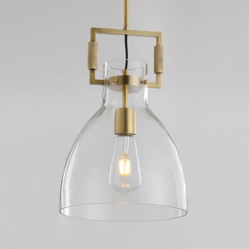 Modern Clear Glass Hanging Light - Sleek Suspension Lamp for Dining Room