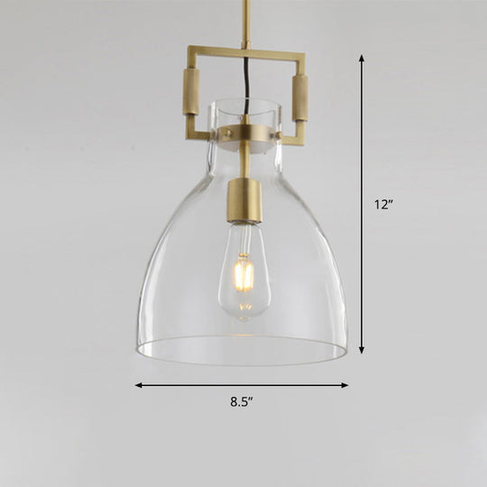 Modernism Globe/Cylinder/Triangle Hanging Light Clear Glass 1 Head Ceiling Suspension Lamp for Dining Room