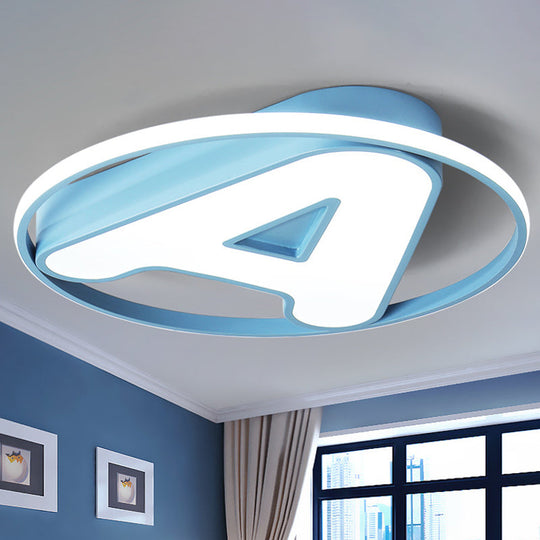 Nursing Room LED Circular Ceiling Lamp - Acrylic Kids Ceiling Mount Light with Letter A