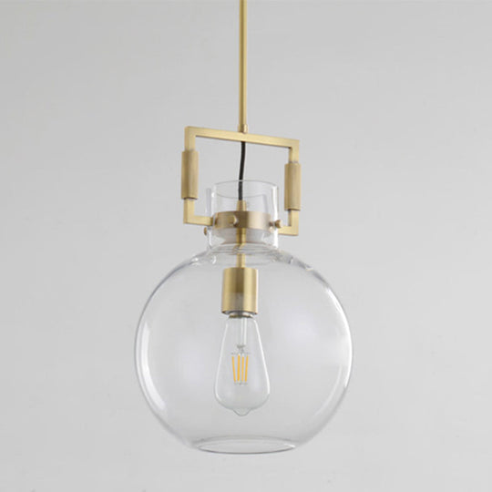 Modernism Globe/Cylinder/Triangle Hanging Light Clear Glass 1 Head Ceiling Suspension Lamp for Dining Room