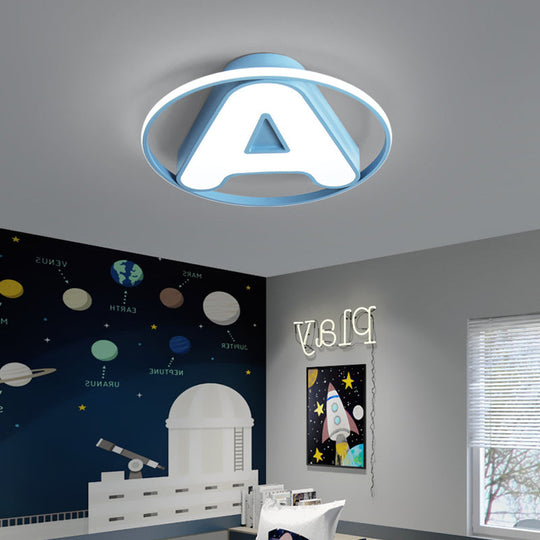 Nursing Room LED Circular Ceiling Lamp - Acrylic Kids Ceiling Mount Light with Letter A