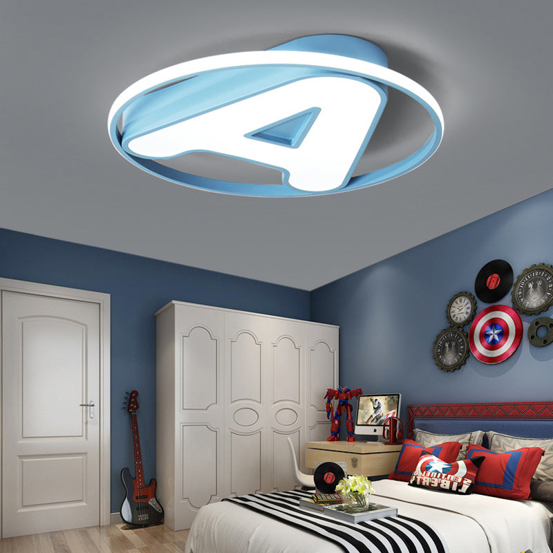 Nursing Room LED Circular Ceiling Lamp - Acrylic Kids Ceiling Mount Light with Letter A