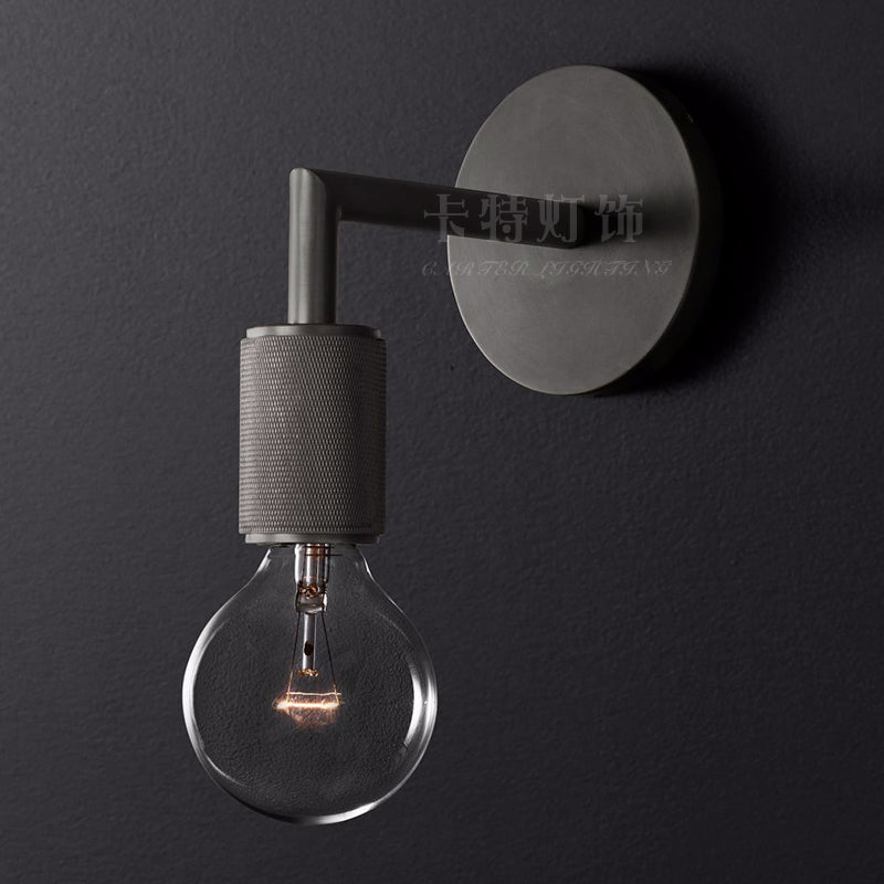 Minimalist Bare Bulb Metal Wall Lighting - 1/2-Light Indoor Sconce Lamp Black/Brass/Chrome Square