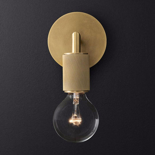 Minimalist Bare Bulb Metal Wall Lighting - 1/2-Light Indoor Sconce Lamp Black/Brass/Chrome Square