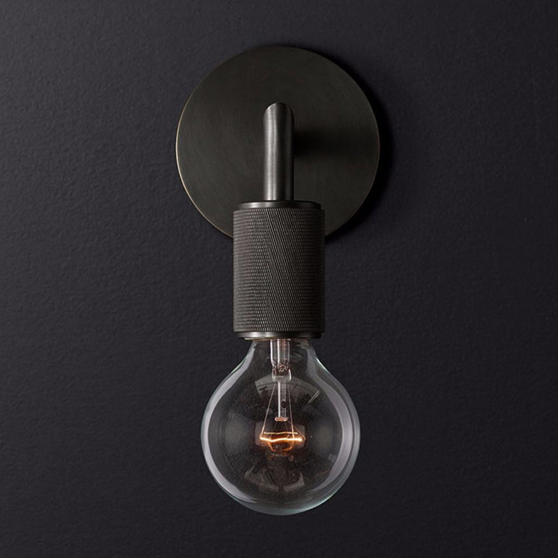 Minimalist Bare Bulb Metal Wall Lighting - 1/2-Light Indoor Sconce Lamp Black/Brass/Chrome Square