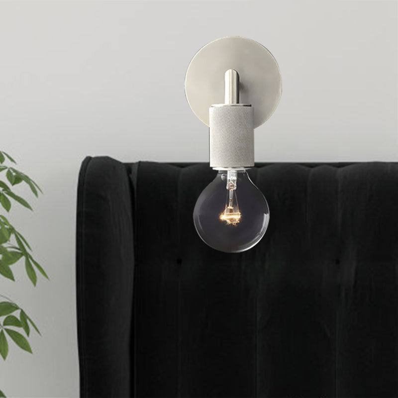 Minimalist Bare Bulb Metal Wall Lighting - 1/2-Light Indoor Sconce Lamp Black/Brass/Chrome Square