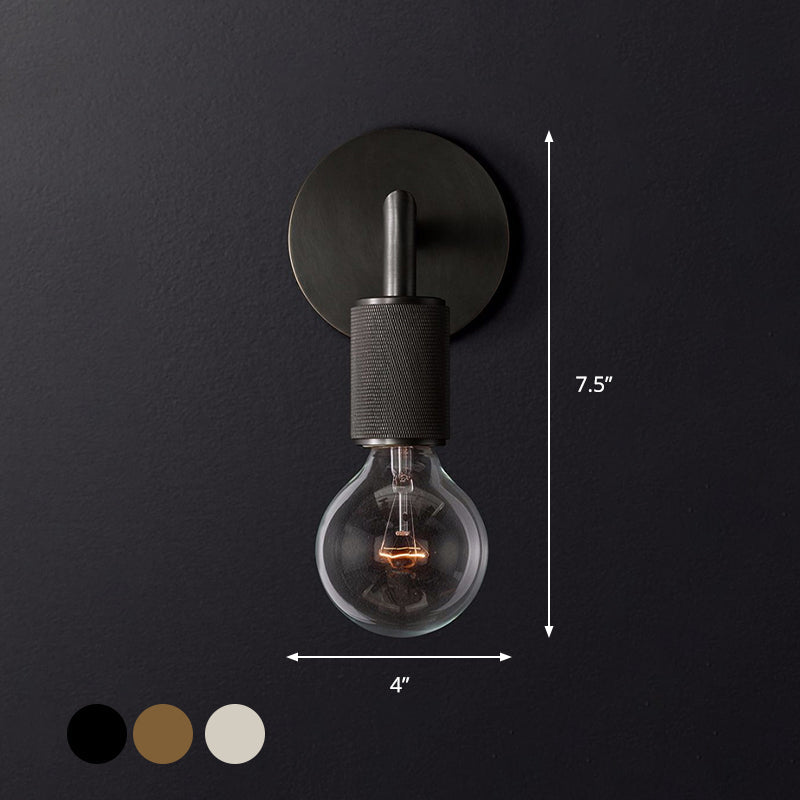 Minimalist Bare Bulb Metal Wall Lighting - 1/2-Light Indoor Sconce Lamp Black/Brass/Chrome Square